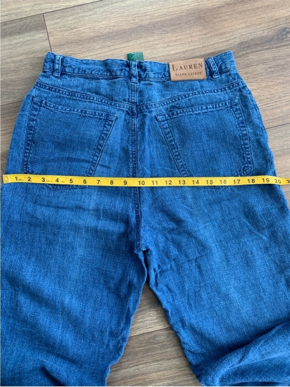 Lauren by Ralph Lauren 100% linen women’s denim blue pants straight legs size 8 - Picture 7 of 8
